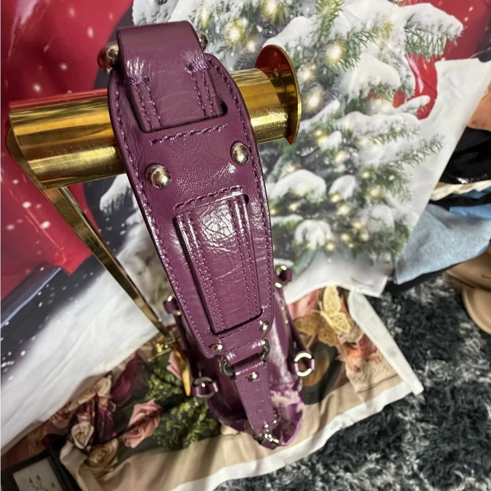 Coach Ashley Purple Horse & Carriage Satchel Purse Bag - Picture 7 of 14